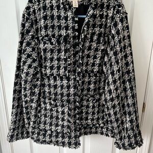 Women's Black and White Tweed Jacket